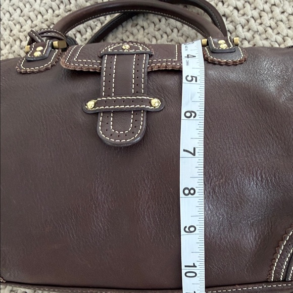 J.Crew Brown Leather Satchel Tassel Handbag Top Handle EUC - Picture 8 of 8